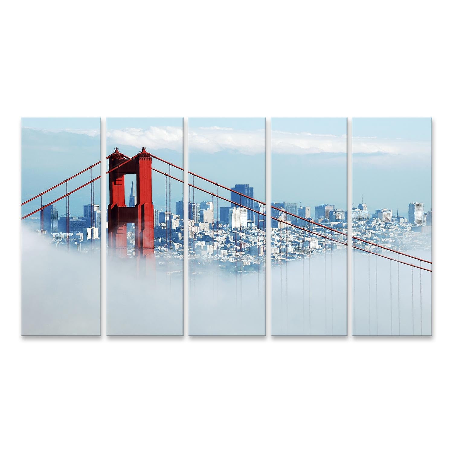 islandburner Primer cuadro sobre lienzo niebla Uber puente y ciudad horizonte imágenes murales carteles
