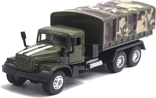 Camión militar de metal fundido a troquel para niños y niñas, modelo de juguete para tirar hacia atrás, vehículo de transporte con luces y sonidos