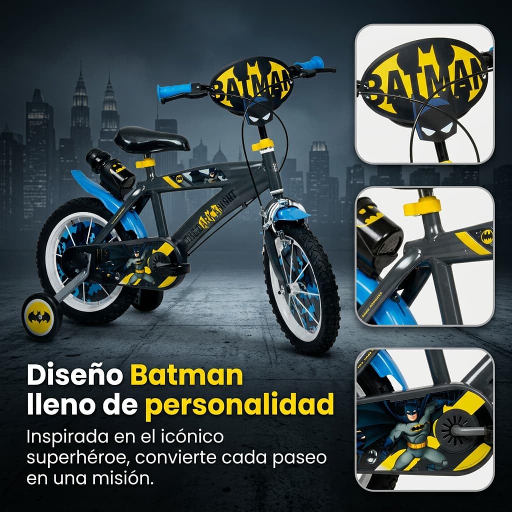 TOIMSA Bicicleta 14" Batman 4/6 Ños, Multicolor, 14913