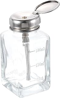 HARFINGTON Solvent Alcohol Dispensers 180ml(6.1oz) Conical Push Down Liquid Dispenser Pump Bottle with Stainless Steel Tube and Copper Core for Acetone Polish Remover