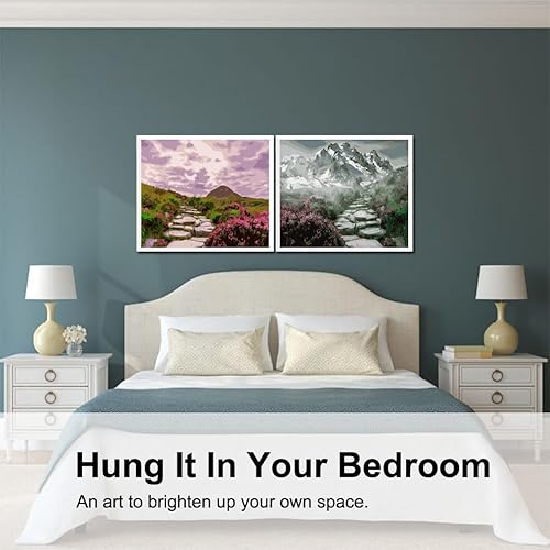 Miniatura 230 de Baisite 1112 Pintura por números, para adulto, principiante, niño, 12 pulgadas de ancho x 16 pulgadas de largo, 2 lienzos, 8 pinceles de madera