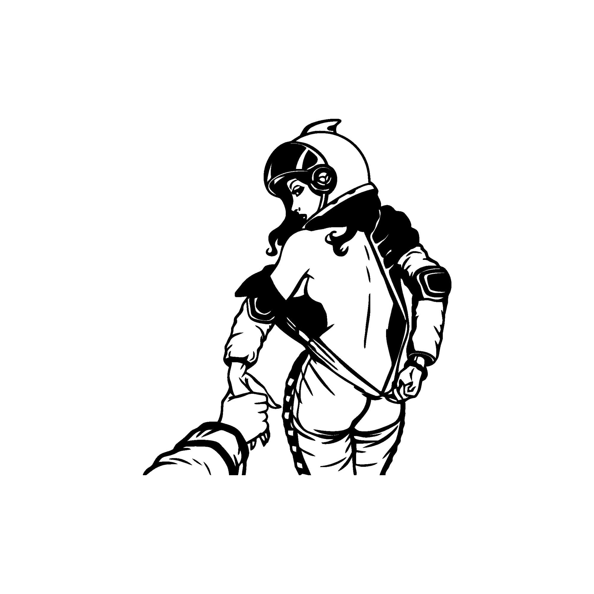 Sticker-Spacesuit Sexy Naked Girl-Wall Decal Striptease Come with Me-Astronaut Wall Stickers Decor-Removable Wall Decals-0-069BGN24-11x12.7 in