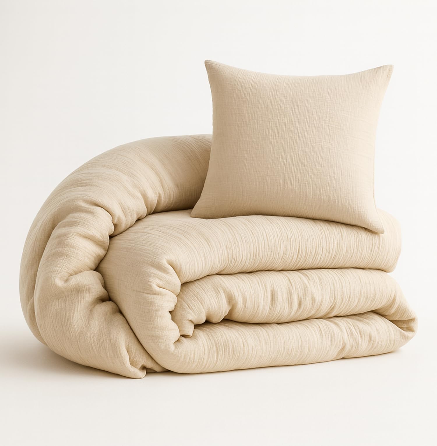 ALAVYA HOME® Kinderbettwäsche 135x200 2 teilig | ÖkoTex Zertifiziert & für Allergiker geeignet | Musselin Bettwäsche Kinder Set mit je 1 Bettbezügen 200 x 135 & 1 Kissenbezügen 80x80 | Beige