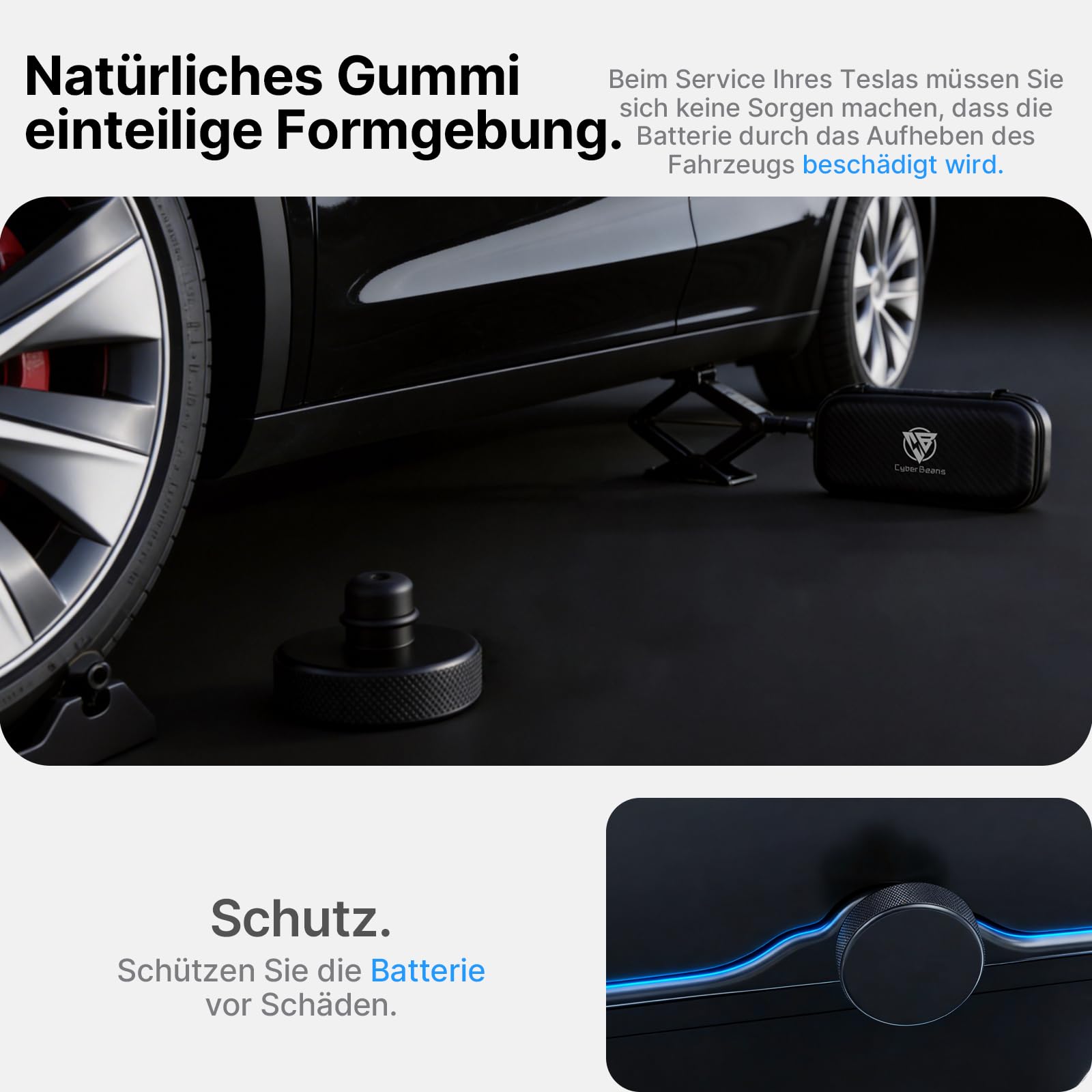 4 Stück Wagenheber Pads für Tesla Model S 3 X Y Alle Modelle | (2016-2025 & 2026 Highland/Juniper) Gummipads Jack Pads für Wagenheber mit Selbstklebend Aufbewahrungsbox