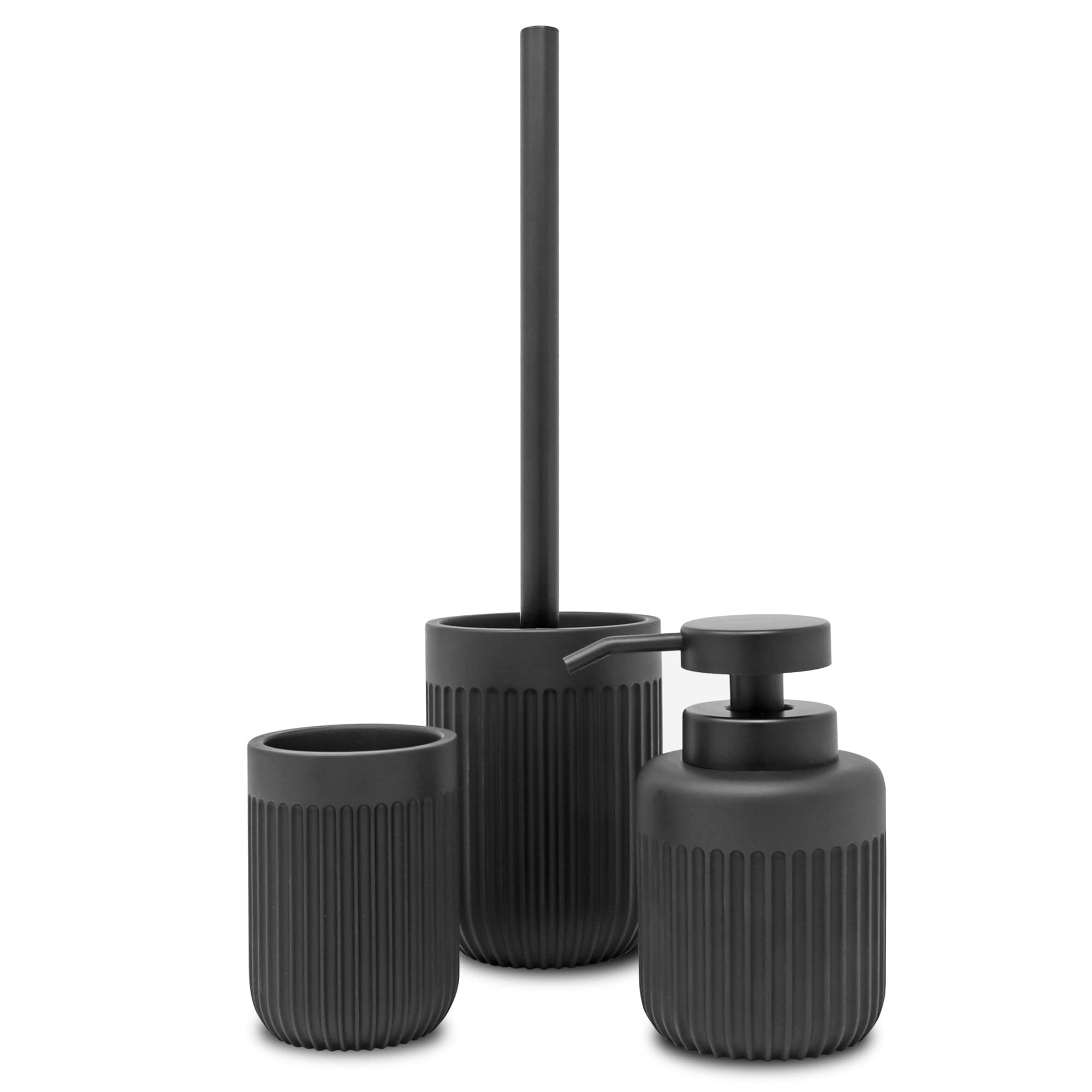 Vaso Cepillo Dientes baño | Serie Urban | Negro Mate | Resina | para baño o Cocina | 7.2 cm ∅ x 9.7 cm Alto (Negro)