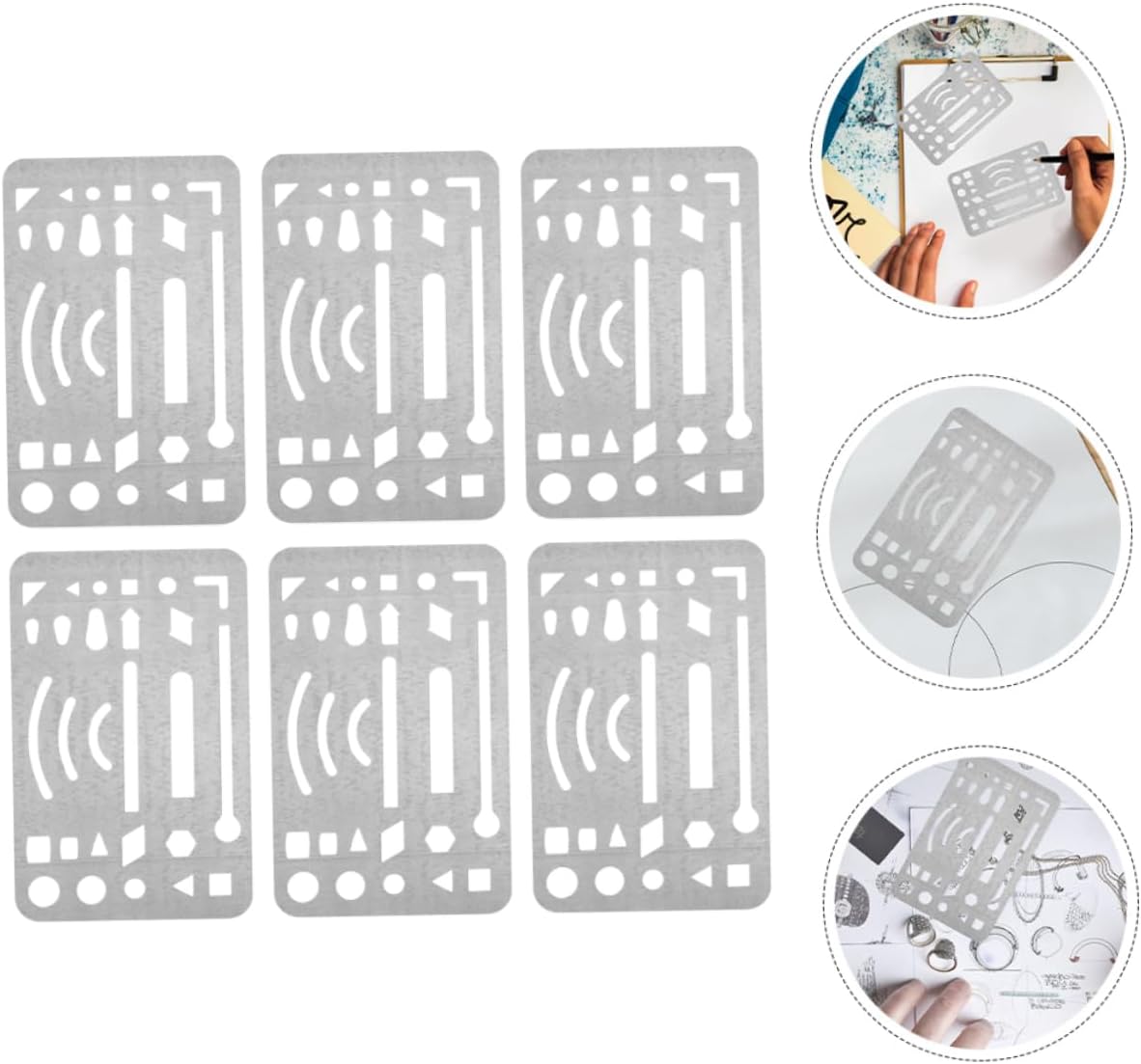 6pcs Stainless Steel Eraser Shield Precision Eraser for Artists Craft Erasing Shield Drawing Template