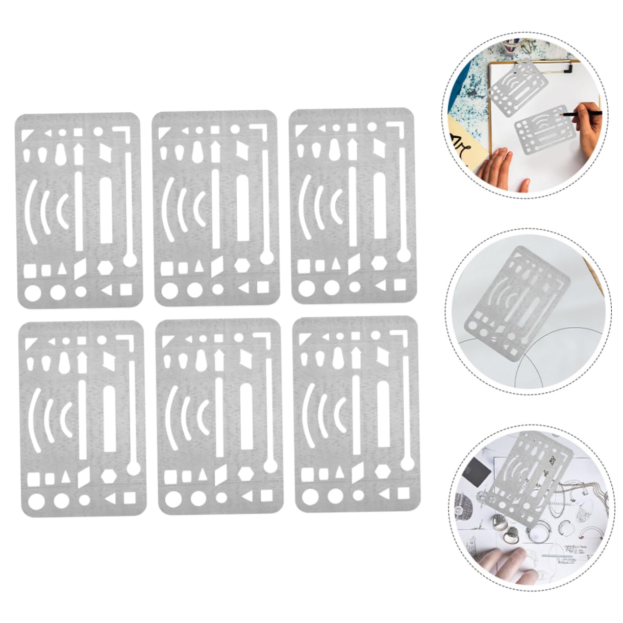 FUNOMOCYA Erasers for Drawing 6pcs Stainless Steel Erasing Shield Drawing Drafting Tools