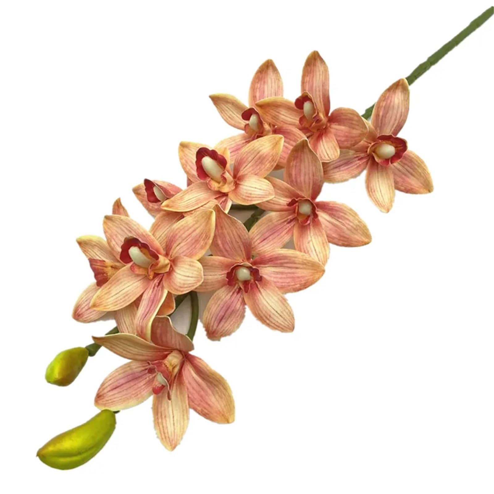 LuoAXINN Artificial Flower Branches 4pcs Artificial Cymbidium Hookerianum 10 Heads Simulated Vanda Phalaenopsis(Color5)