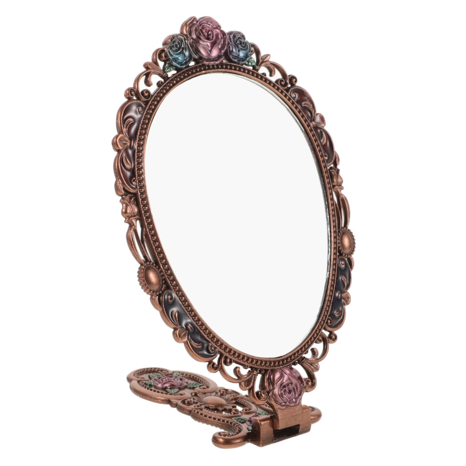 Miroir de maquillage incassable en métal pliable pour voyage