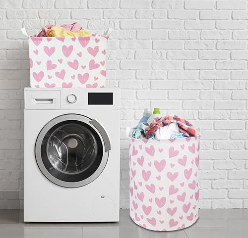 Miniatura 5 de Cesta de almacenamiento rectangular de tela con forma de corazón rosa, caja de juguetes y libros, bonito baúl de almacenamiento, decoración de