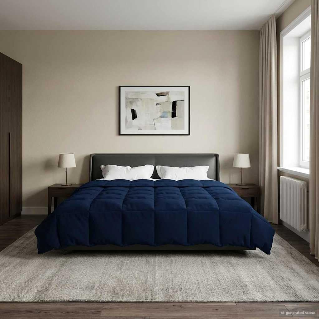 Manta de verano azul oscuro 240 x 260 cm microfibra transpirable lavable duradera adecuada para dormitorio