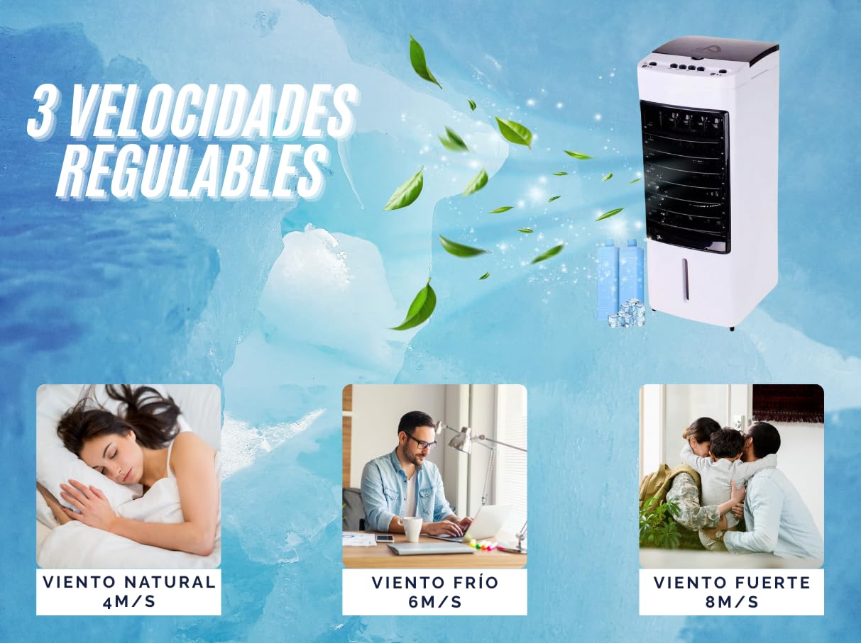 DOSYU Mini Aire Acondicionado Portátil, Enfriador de Aire, Ventilador Torre, 3 Velocidades