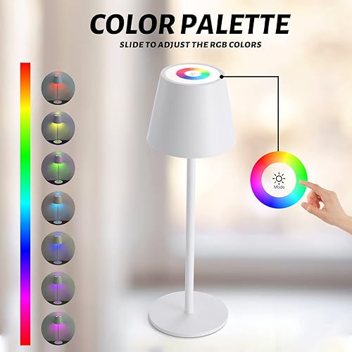 Miniatura 2 de Maksone Paquete de 2 lámparas de mesa inalámbricas RGB, lámpara de escritorio con batería recargable de 6600 mWh, atenuación continua de 3000 K