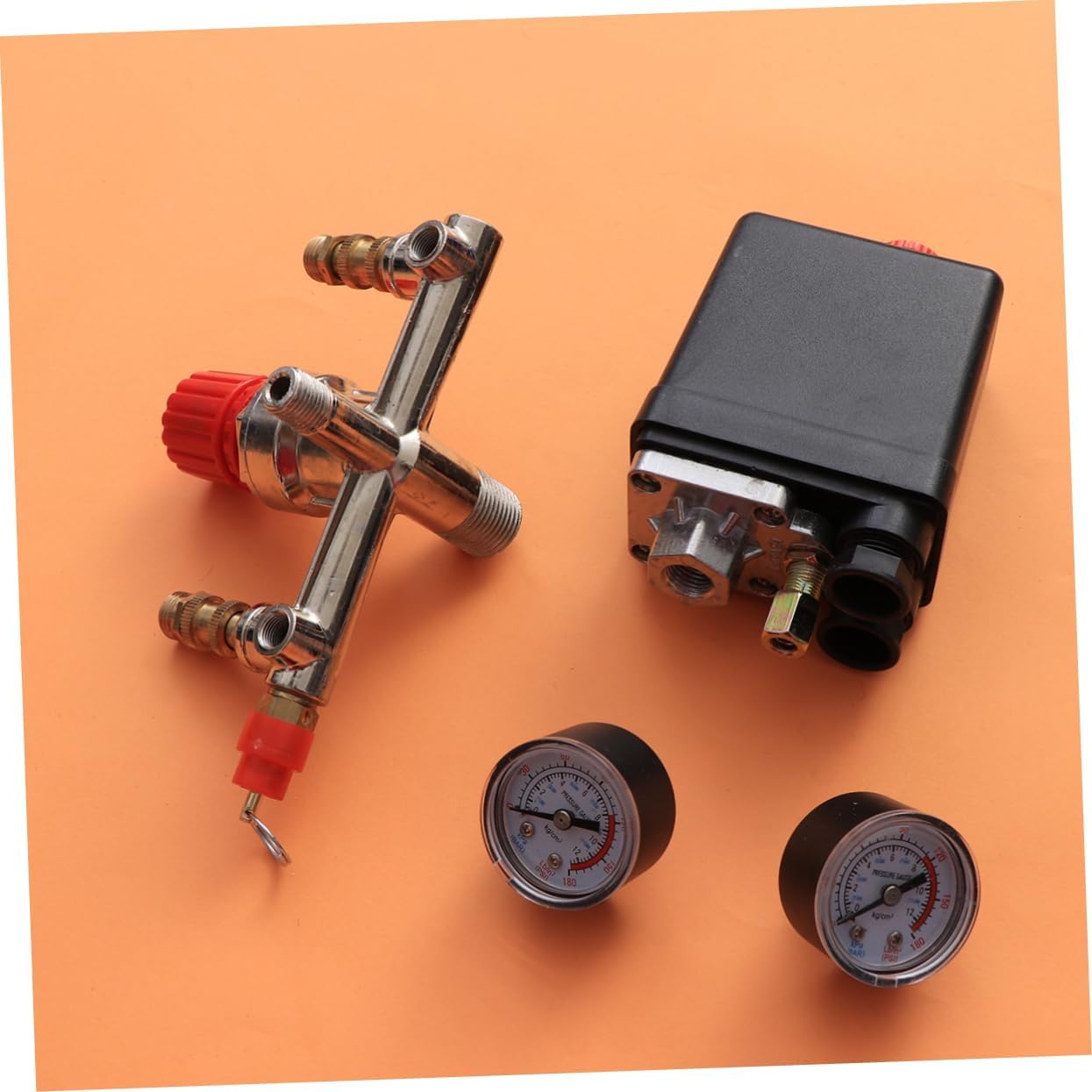 Air Compressor Pressure Switch with Adjustable Regulator and Gauges Easy Install for Air Compressors Pressure Control for Efficient Operation