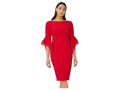 Adrianna Papell Knit Crepe Tiered Sleeve Dress Women