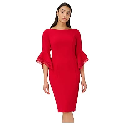 Adrianna Papell Knit Crepe Tiered Sleeve Dress Women