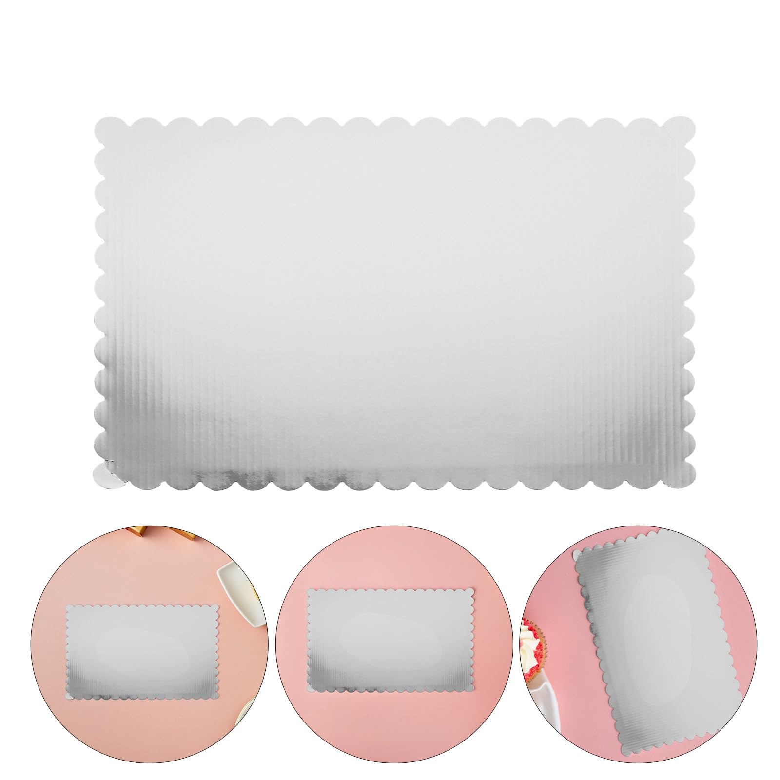 Garneck 20 Stück Weiße Rechteckige Tortenunterlagen aus Wellpappe mit Wellenrand 25 X 35,5cm 2mm Fettabweisend für Kommerzielles Backen und Präsentation