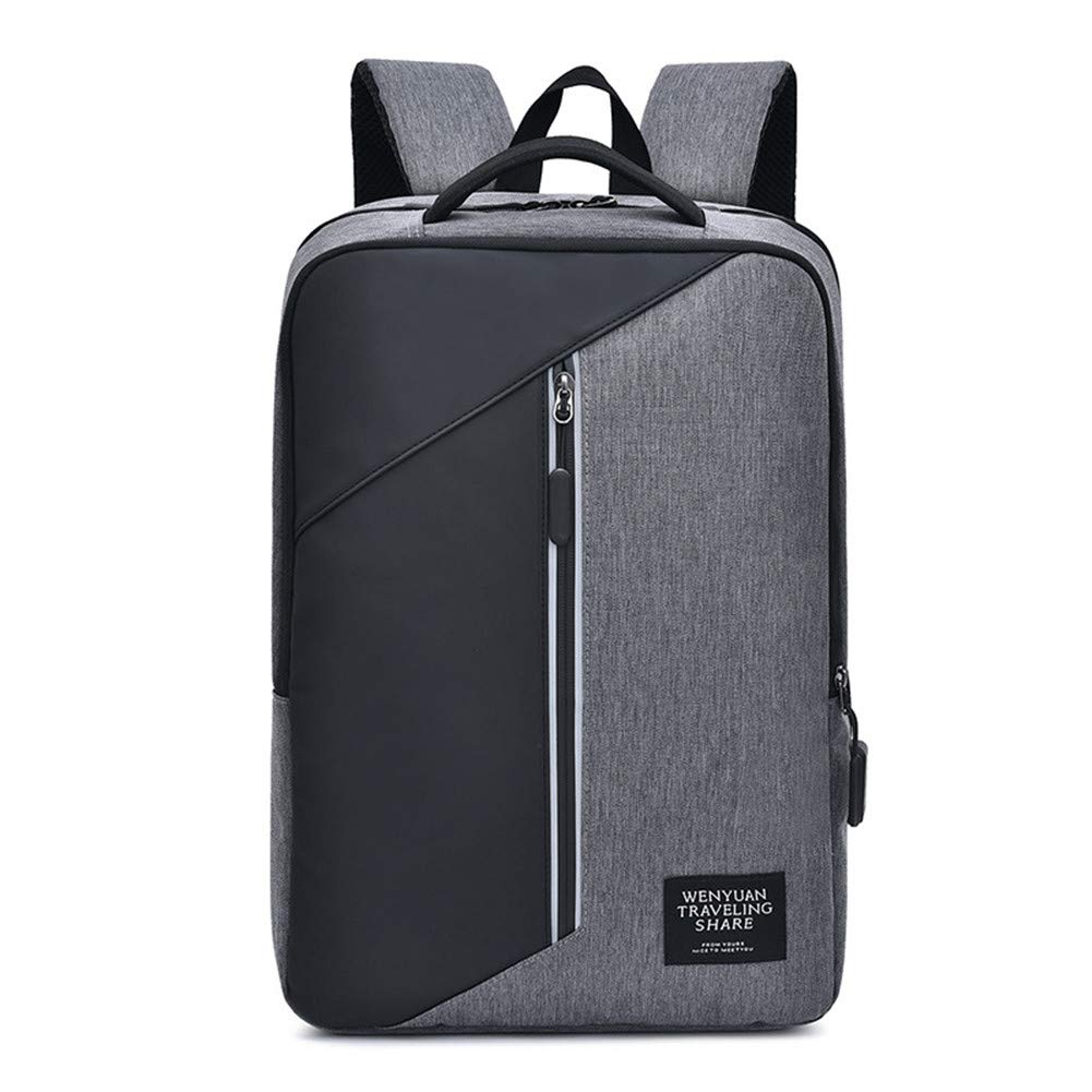 Weqiao Laptop Backpack Durable Water Resistant Computer Rucksack with USB Charging Port Casual Daypack for Business College Hiking Camping Sport (Gray)