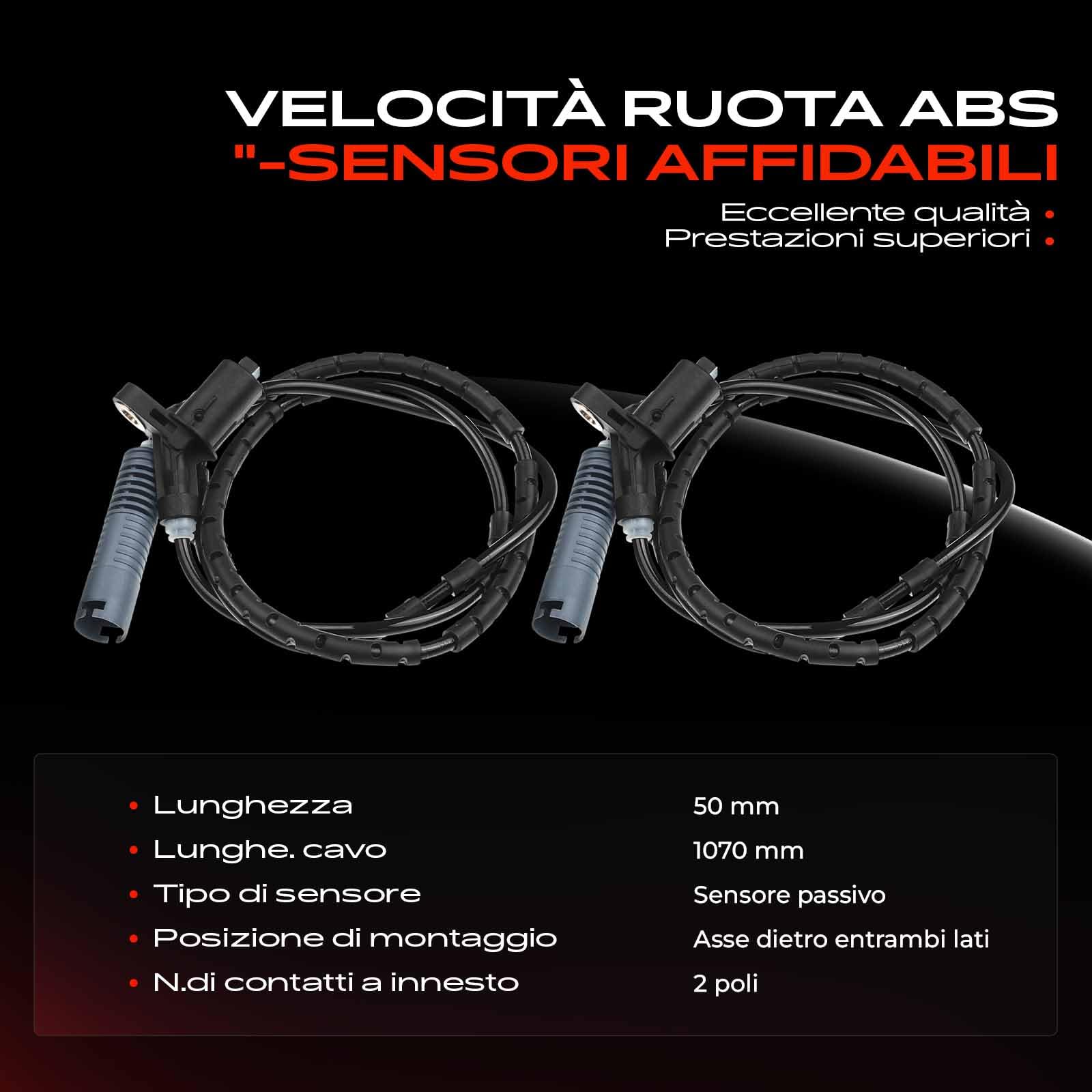 Frankberg 2 sensori ABS posteriori sinistro e destro 34521166126 | Compatibile con: Serie 3 E46, Serie 3 Touring E46