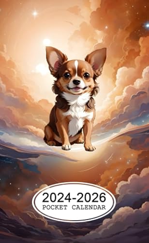 Pocket Calendar 2024-2026: Two-Year Monthly Planner for Purse , 36 Months from January 2024 to December 2026 | Chihuahua in heaven | Galaxy