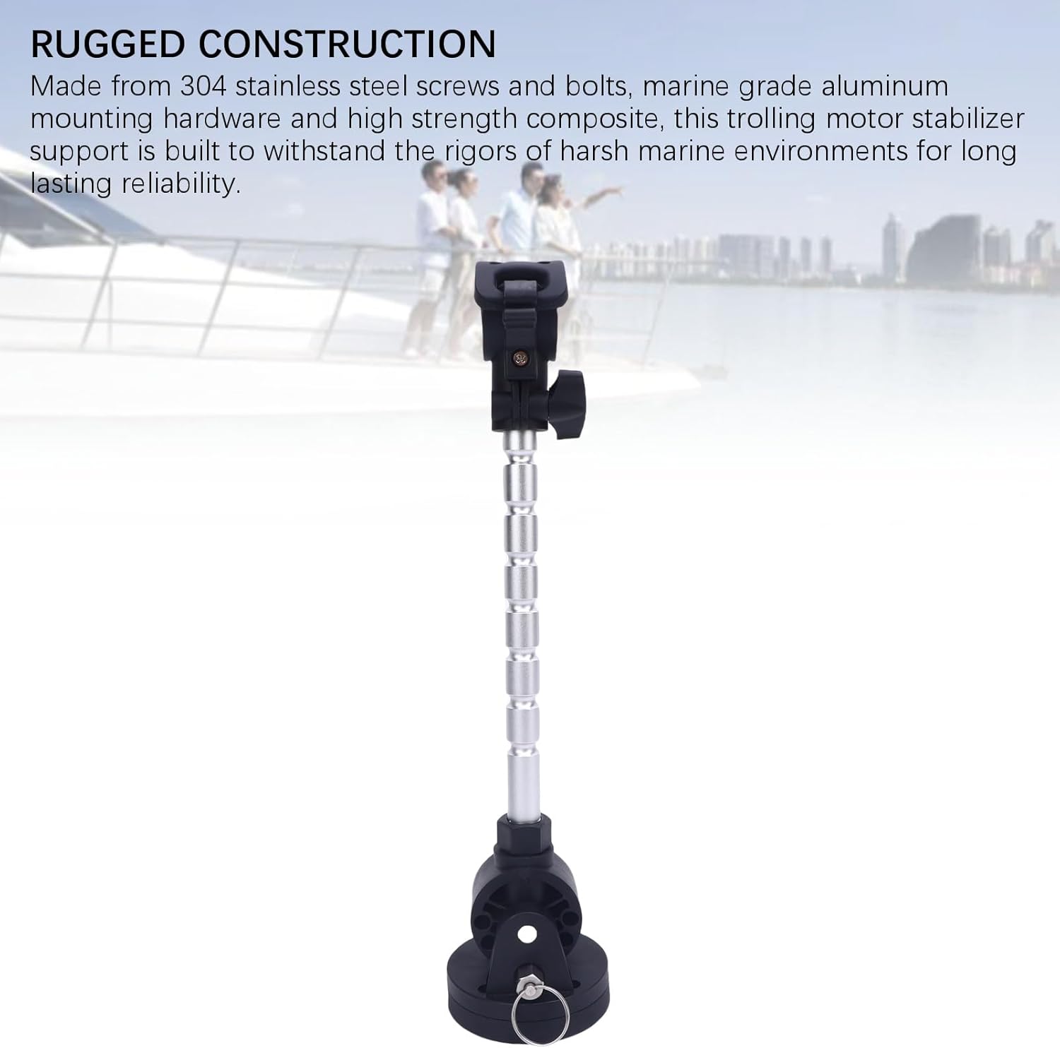 Trolling Motor Stabilizer Mount Support, Hold Trolling Motor Shaft Securely and Reduces Bounce, Adjustable Aluminum Alloy Boat Engine Outboard Brackets Replacement