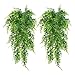 HERCHR 2pcs Artificial Hanging Plants, Fake Fern Faux Greenary Vine for Indoor Outdoor Patio Porch Decor Garden Wedding Party Decoration