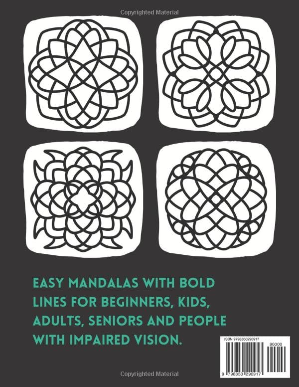 Bold and Easy Mandalas Large Print Coloring Book Volume 3: Thick Line Coloring Book for Kids, Adults and Seniors with Low Vision, 30 Big Simple Mandalas for Relaxation and Stress Relief - Image 2