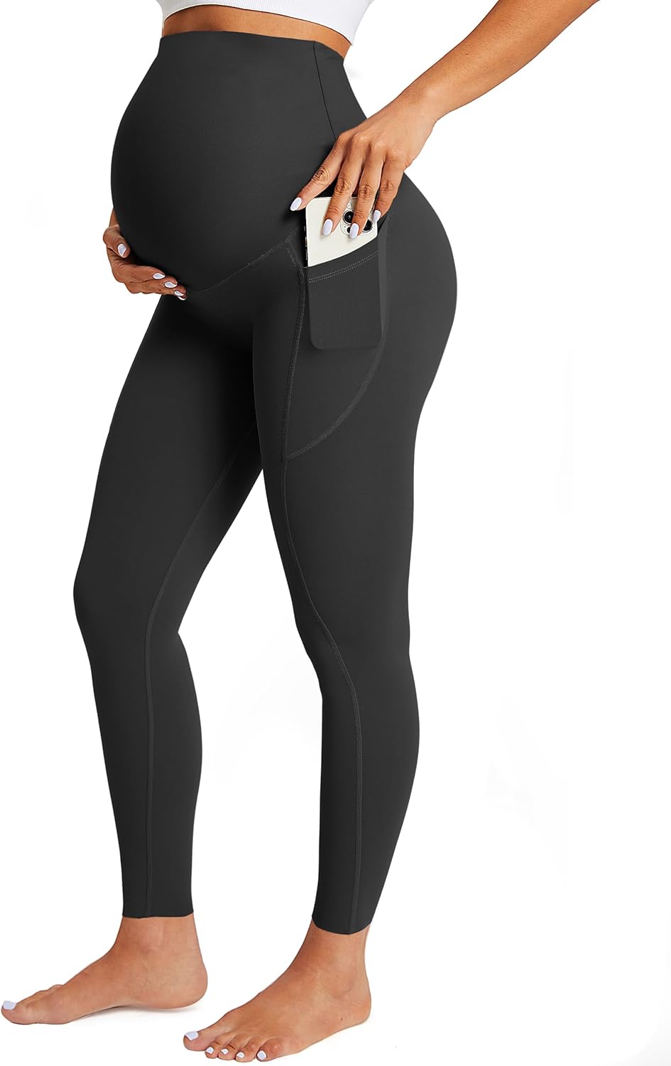 BONVIGOR Nudi Maternity Leggings Over The Belly Pregnancy Leggings with Pockets Workout Activewear Yoga Pants