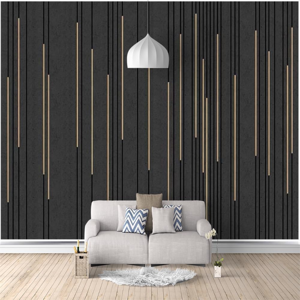 ELGADO Black Gold Lines Wall Stickers Murals, Modern and Simple Mural,Removable Self-Adhesive Wallpaper,Peel and Stick Murals for Kids Bedroom Living Room Decoration,135""W x106.3""H