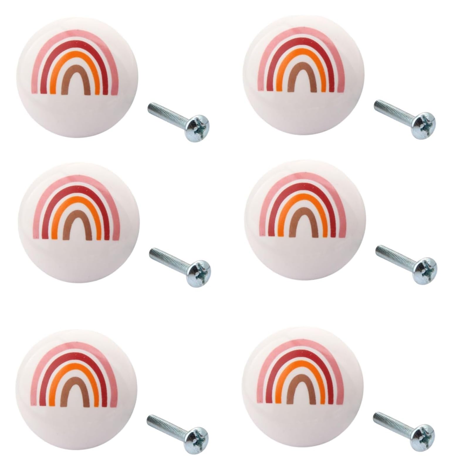 LQZAXSRDR Ceramic Cupboard Drawer Handle Knobs, Ceramic Door Knobs, Drawer Handles 6 Pcs Multicolor Diameter 38mm(Pink Solid Rainbow)