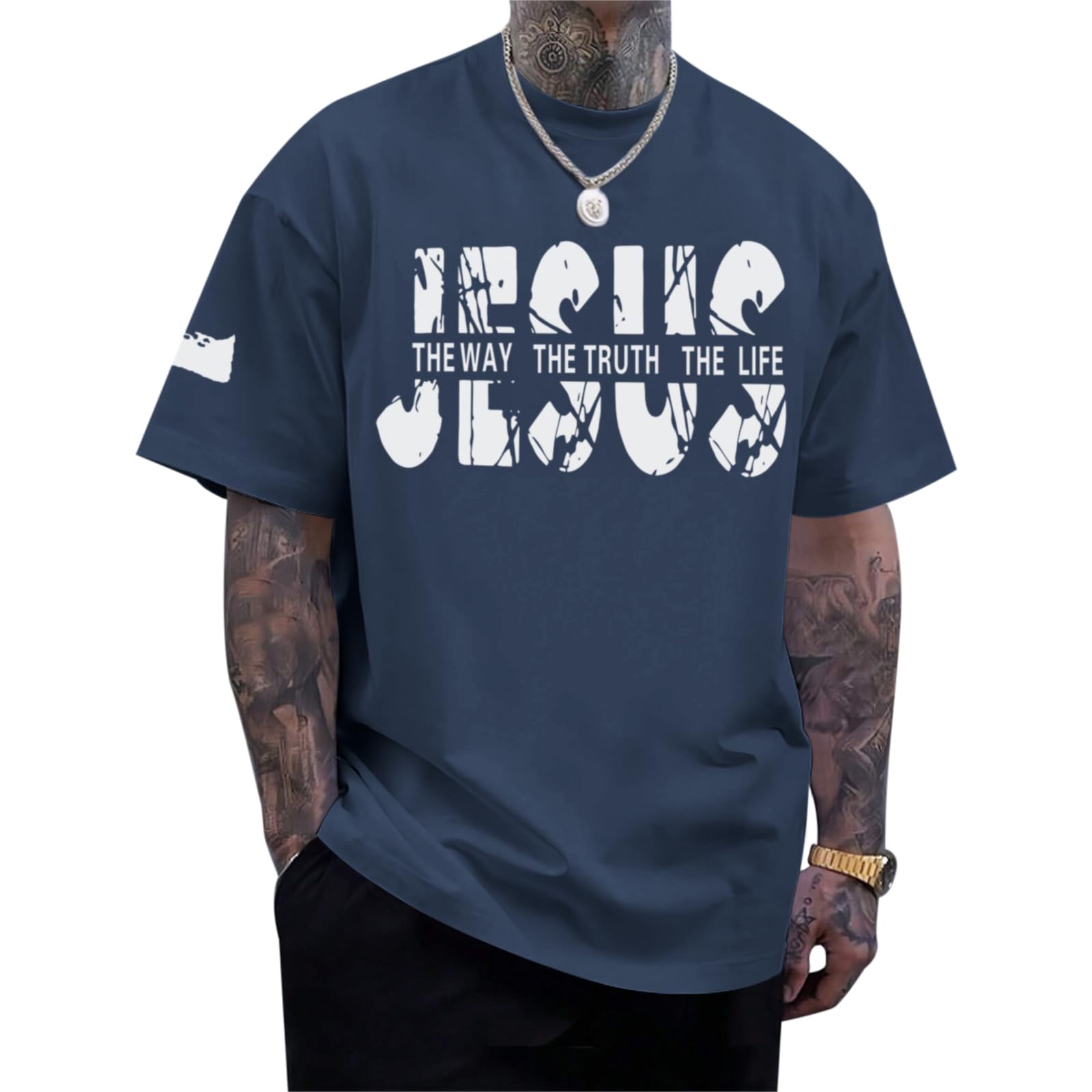 Migxsaf Christian Jesus Faith Shirts for Men God Religious Cross Bible Verse Inspirational Shirt Oversized Graphic Tees Tops