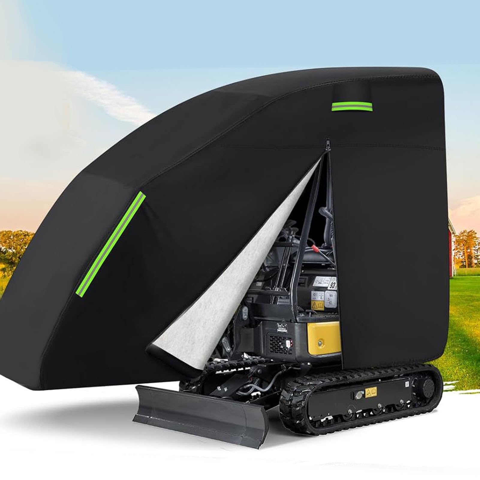 Sxhlseller Mini Cubierta de Excavadora Impermeable para Máquinas 1760–3530 Lb, Tela de Oxford 210d con Cremallera y Correas, Se Adapta a Bobcat E20 E32 Cat Takeuchi