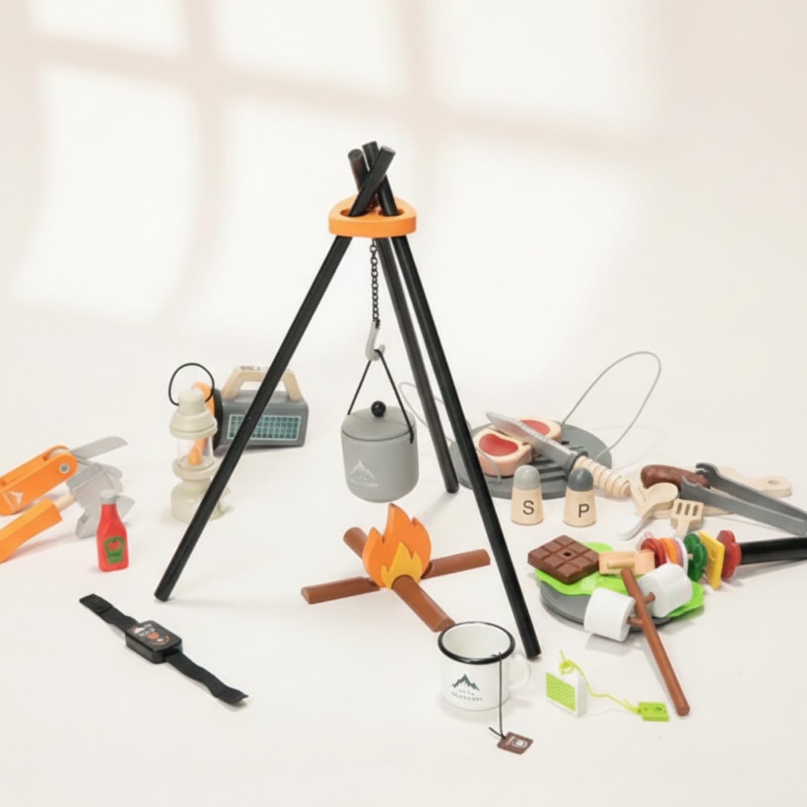 Set Barbecue in Legno Creativo Barbecue Giocattolo Sicuro Giocattoli per Bambini, Cameretta