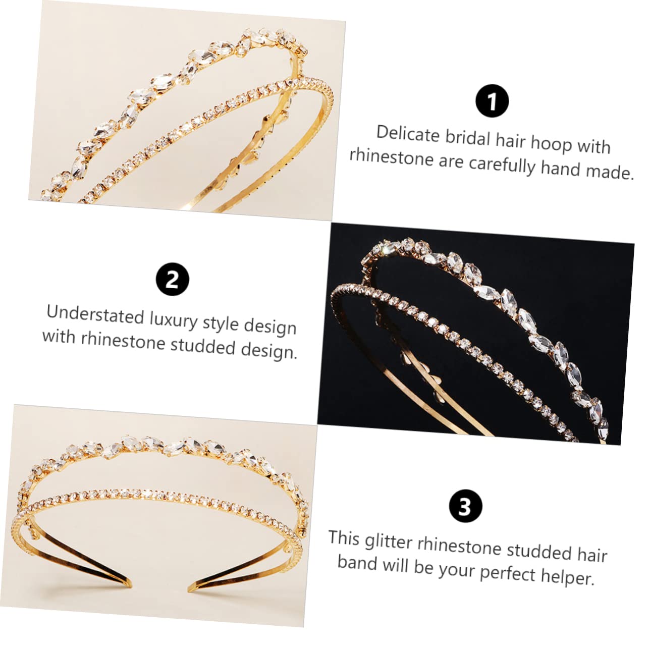 minkissy 3stücke Braut Haarschmuck Aus Strass Elegantes Stirnband Mit Glitzer Hochwertige Hochzeitskrone Für Damen Handgefertigtes Haaraccessoire Für Besondere Anlässe Und Fotoshootings