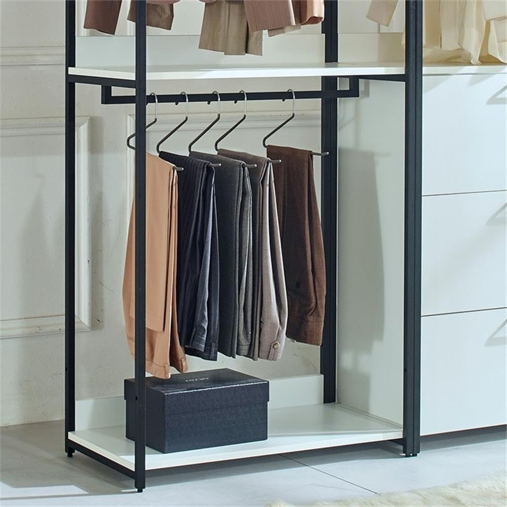 Fiona White Freestanding Walk in Wood Closet System with Metal Frame