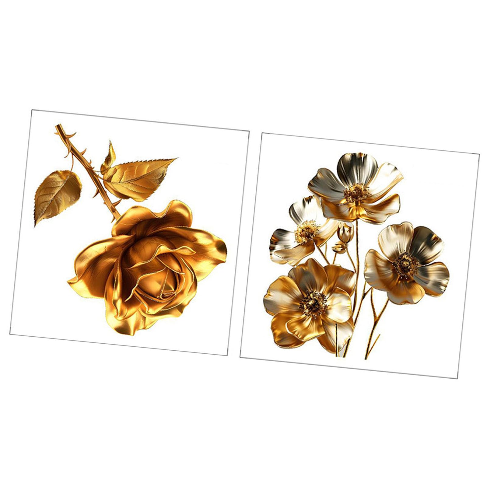 LUCKGONI Gold Flower Toilet Seat Stickers Selfs Adhesive Toilet Lid Decal Decorative Toilets Sticker for Bathroom Restroom Decors