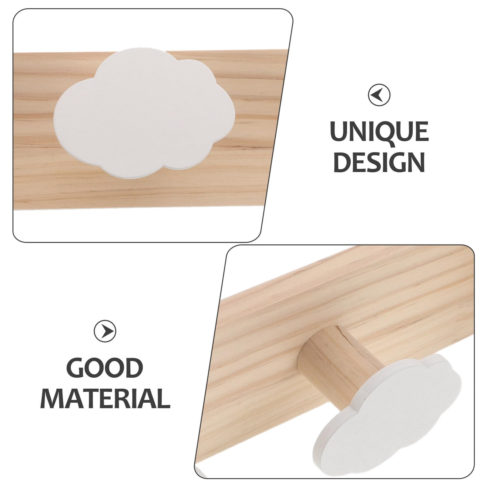 Perchero de Pared Creativo Diseño Nórdico de Luna y Nube, Ganchos de Madera Seguros para Habitación Infantil, Dormitorio y Cocina, Colgadores Decorativos Funcionales