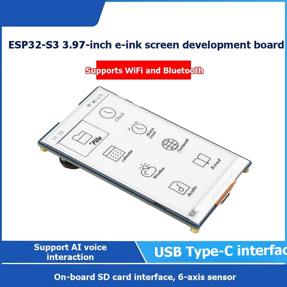 Placa de Desarrollo - con Pantalla de Tinta y Negra de 3,97 Pulgadas, Compatible con WiFi/Bluetooth, Reloj RTC PCF85063 de 800 X 480.