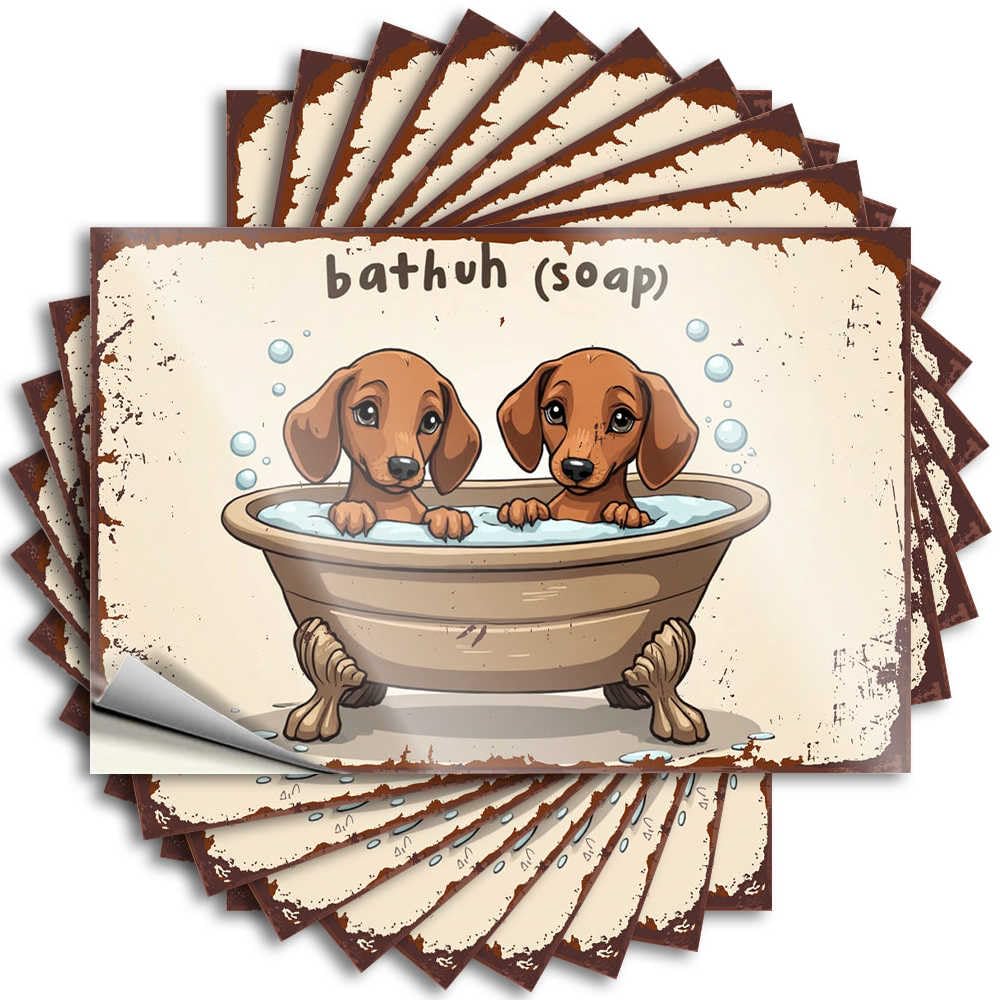 Two Cute Puppies Taking A Bubble Bath Together Western Bathroom Outdoor Patio Decor - Saying Case Removable Vinyl Decal(8X12CM)