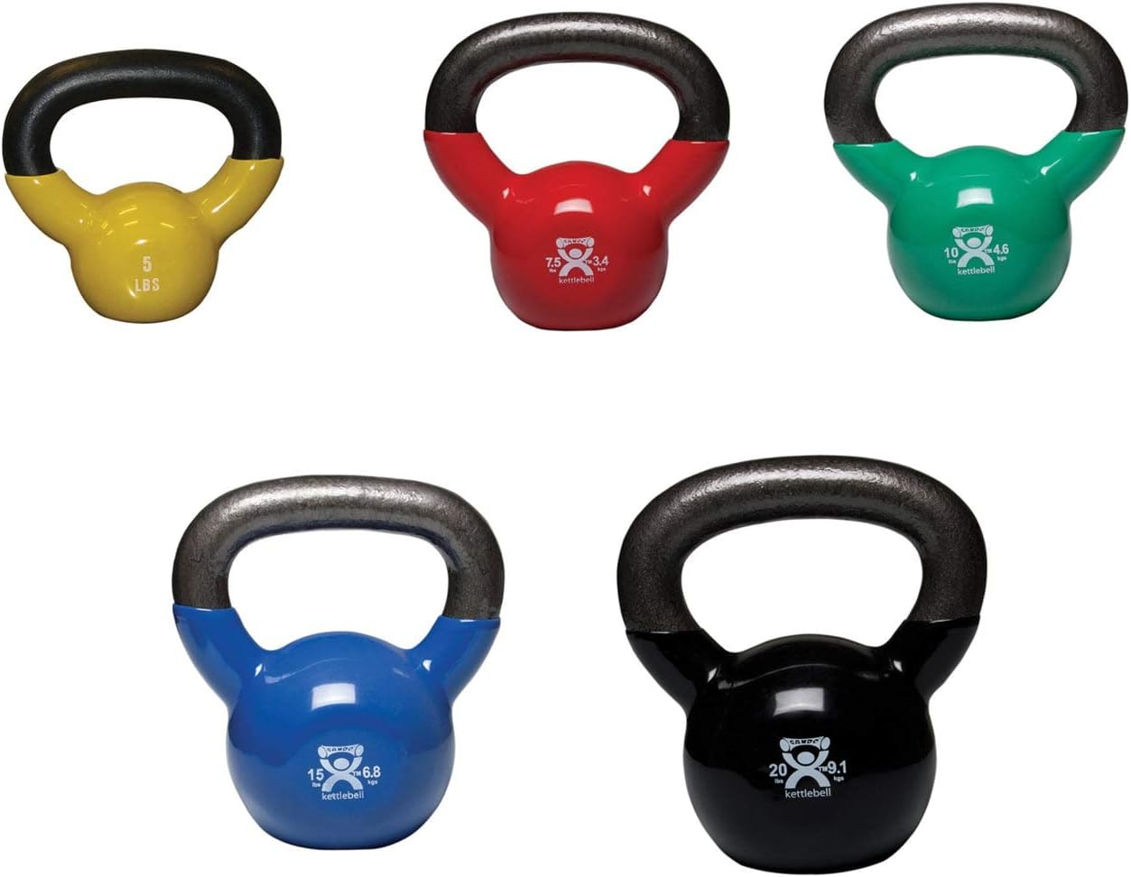 CanDo Vinyl-Coated Kettlebell, Red, 7.5 Pound