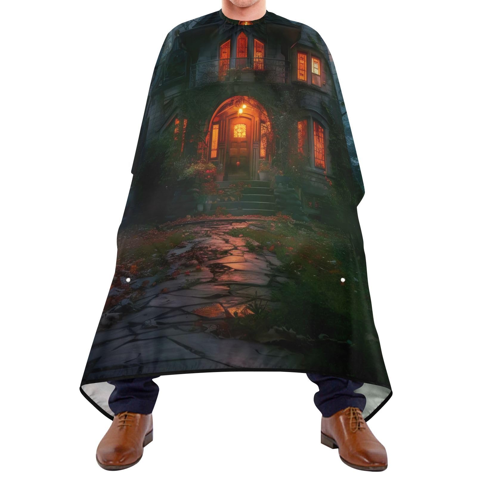 Takiito Halloween Castle Barber Cape for Men, Waterproof Haircut Cape Hairdressing Cape Beard Apron Cape for Salon Home Use, 55x65 in