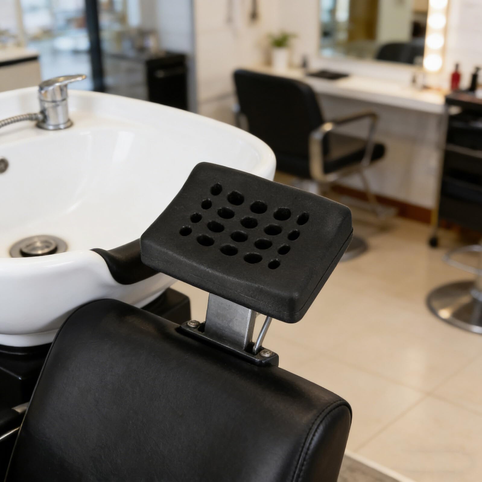 Cojín de Silicona para Lavabo de Champú Negro para Lavado | Ajuste Ergonómico, Limpieza Sencilla, Uso en Barbería y Spa, Pensado para Clientes y Dueños de Salón