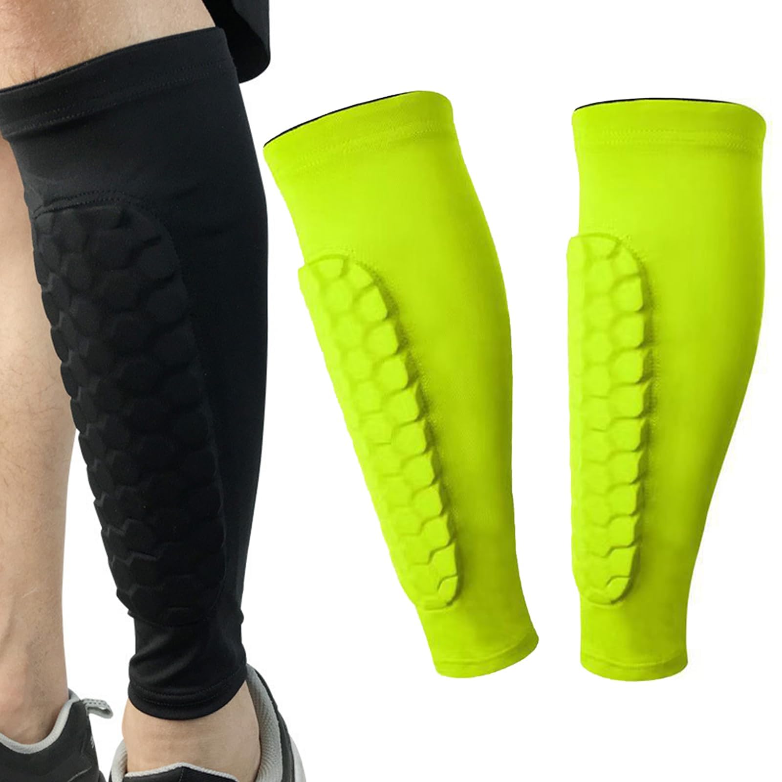 Multi-Sport Honeycomb Shin Guards: Ski Shin Protector + Football/Soccer/Hockey Shin Pads - Safe Shin Protectors for Boys, Kids, Teens & Adults (Ideal for Beginners) (Green, XL) — image 1