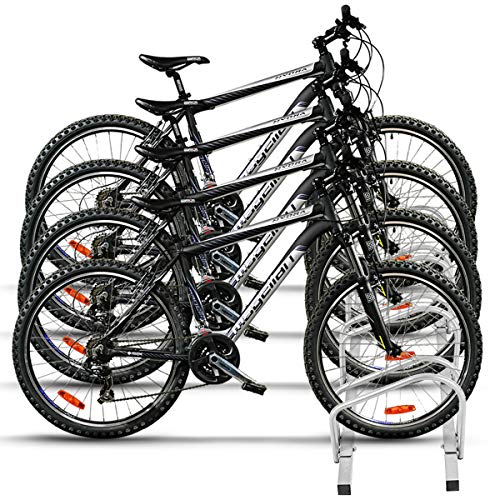 Goplus 4 Bike Rack Bicycle Stand Cycling Rack Parking Garage Storage Organizer, Silver #TOP4