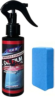 Car Windshield Oil Film Remover Spray - Helps Prevent Fogging & Rain-Repellent Glass Cleaner - Removes Grease, Water Spots & Road Grime - Interior & Exterior Use