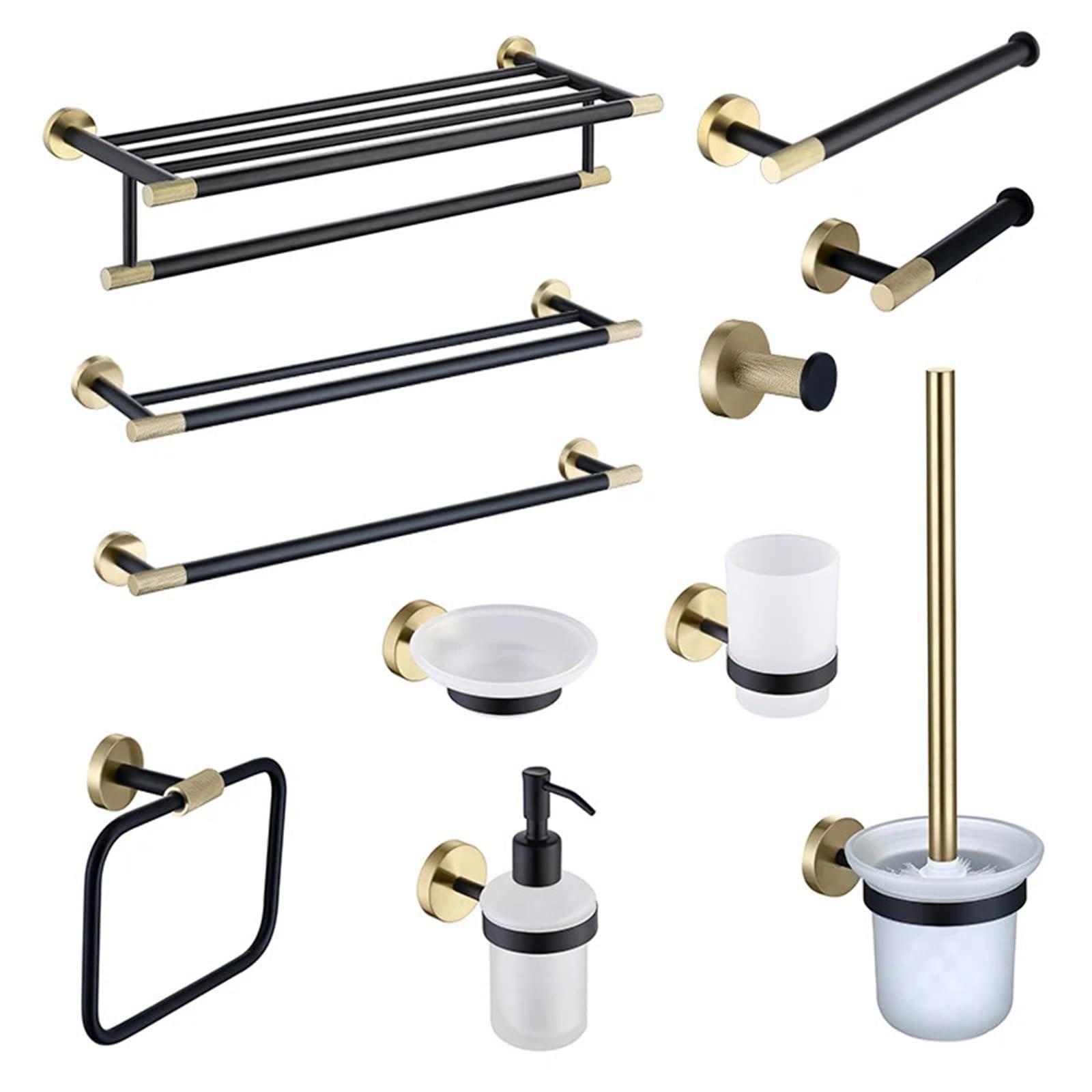Set di accessori da bagno in acciaio inox spazzolato nero – 4 pezzi portasapone, porta carta asciugamani porta bicchieri, gancio appendiabiti, arredamento moderno ed elegante per la casa