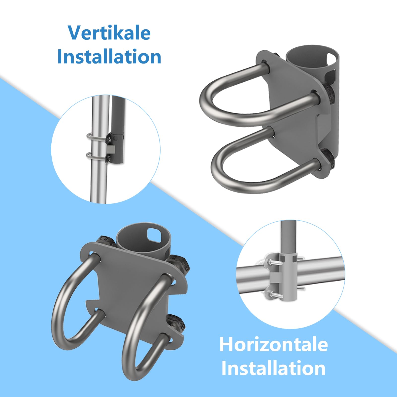 Support de tuyau pour mât d'antenne Starlink - Réglable en forme de U - Pour balcon, camping-car