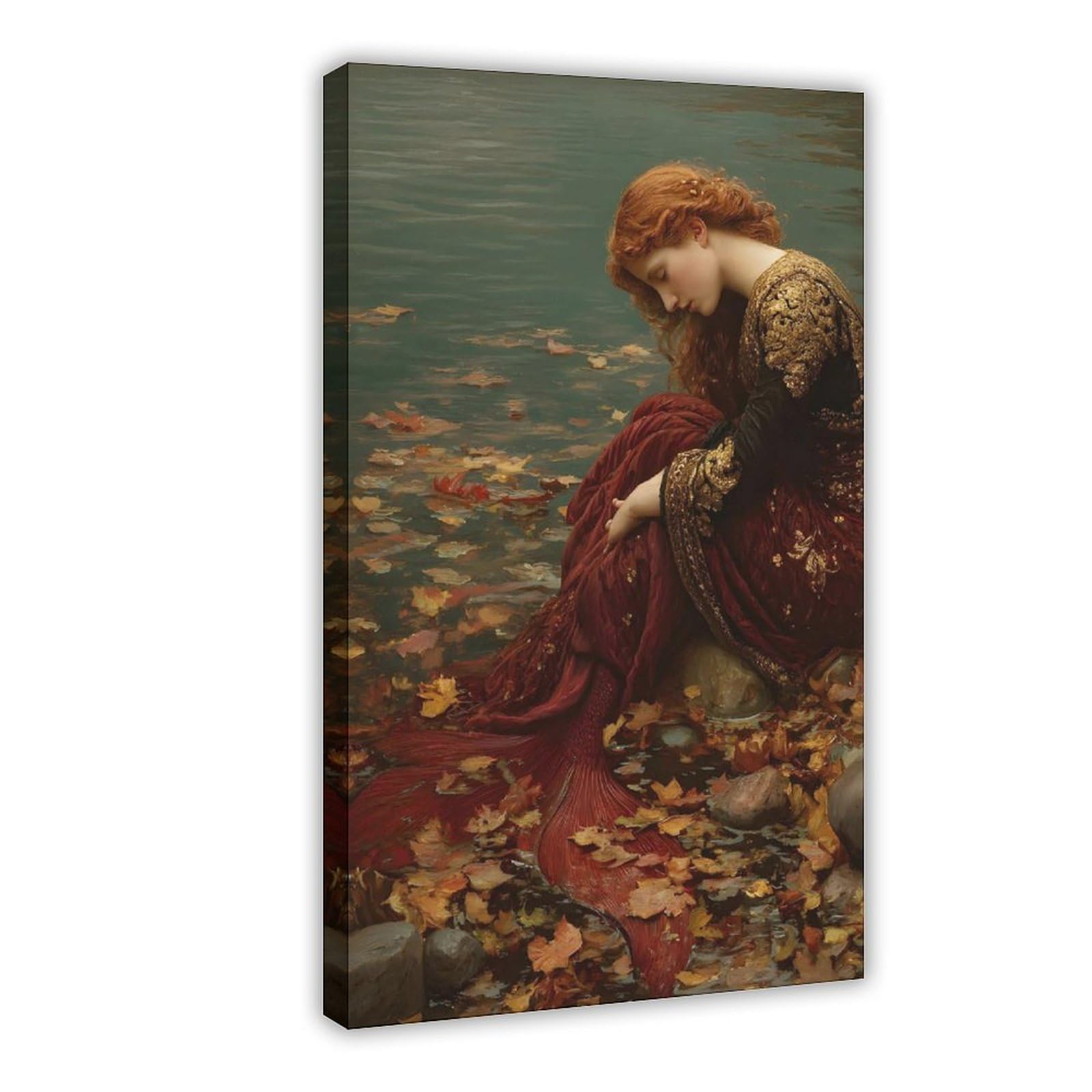 Bareronor Moody Mermaid Canvas Poster Bedroom Decor Landscape Office Room Decor Gift 24" L X 36" W