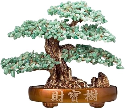 Crystal Tree Indoor Citrine Fortune Tree, Money Crystal Tree, Feng Shui Luck Tree Bonsai Tree Decoration Office Bonsai TreeGreen