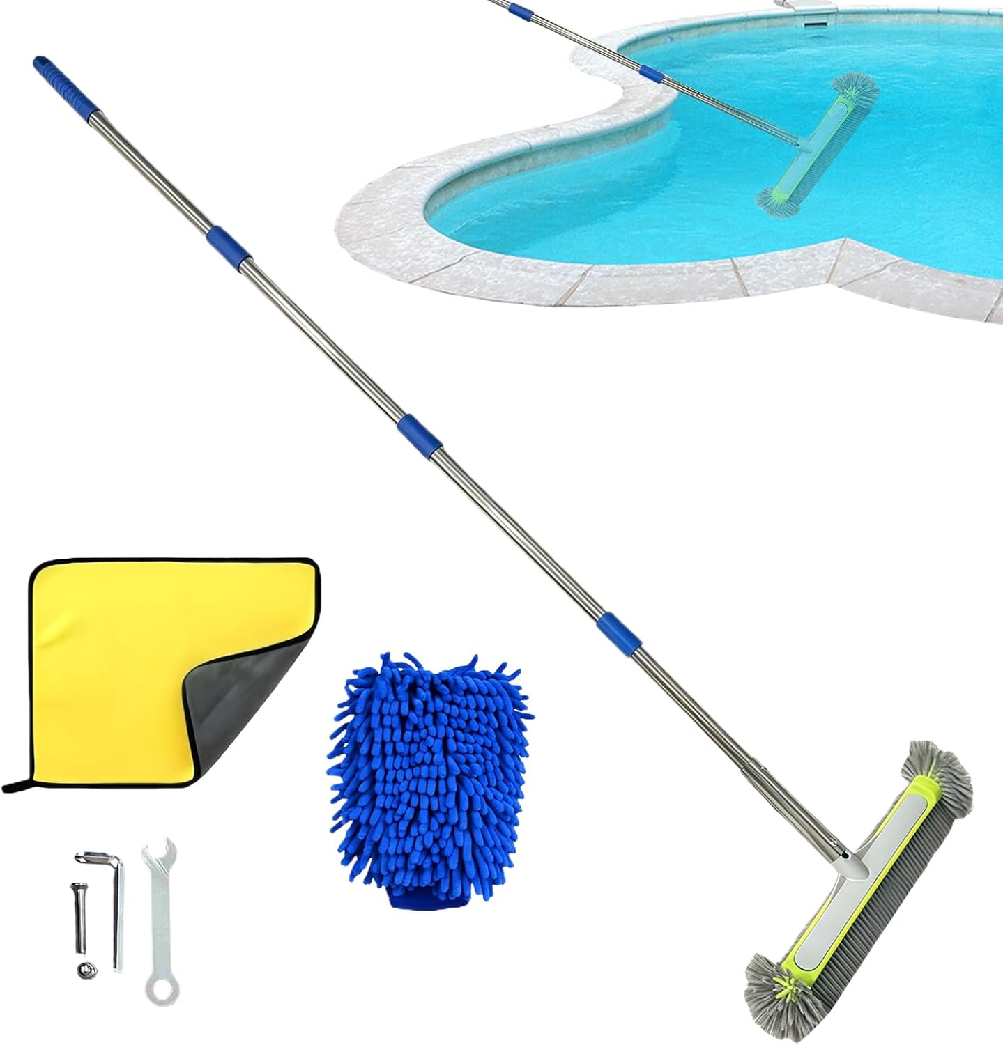 Genérico Pool Brush | Detachable Scrubber Cleaner, Long Handle Algae Brush | for Walls, Floors, Tiles, Spa, Kitchen, Gym, Indoor and Outdoor